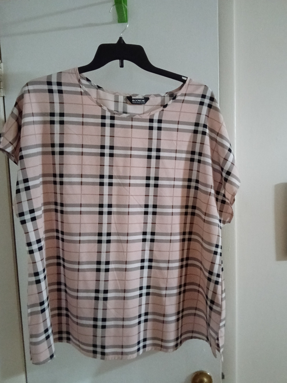 BloomChic Blush Pink Plaid Top